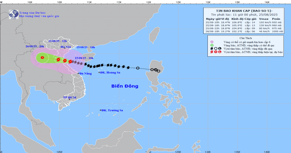 Bão số 5 giật cấp 17 đang tiến sát bờ biển Hà Tĩnh