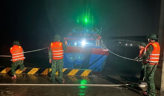 Ứng cứu tàu cá Quảng Ngãi đứt neo khi đang trú bão