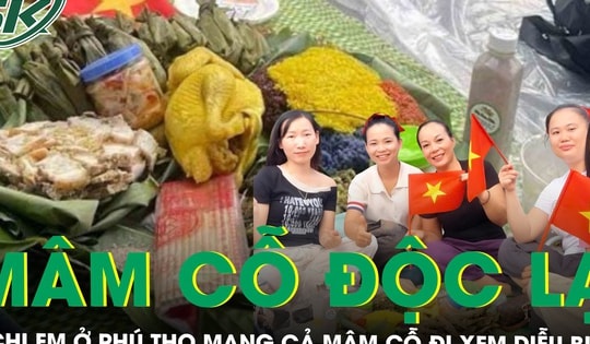 4 chị em ở Phú Thọ đi từ 3h30 sáng xem diễu binh, mang cả mâm cỗ toàn đặc sản quê nhà