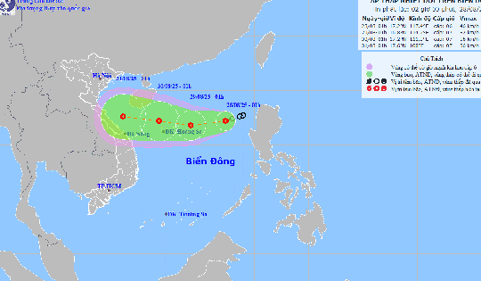 Cập nhật đường đi mới nhất của áp thấp nhiệt đới trên Biển Đông
