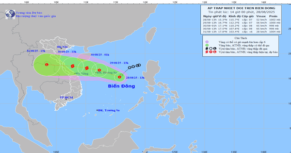 Áp thấp nhiệt đới có khả năng mạnh lên thành bão số 6 gây mưa rất lớn ở Trung Bộ