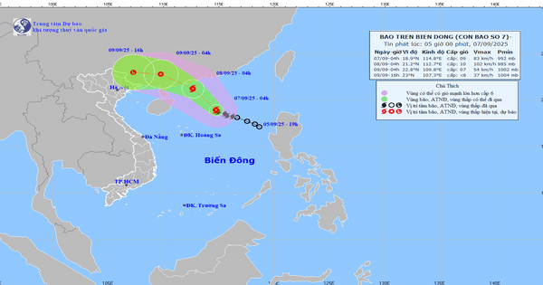 Bão số 7 mạnh lên, gió giật cấp 11 trên Biển Đông