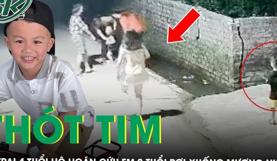 ‘Thót tim’ clip bé trai 4 tuổi nhanh trí hô hoán người lớn, cứu em 2 tuổi rơi xuống mương nước