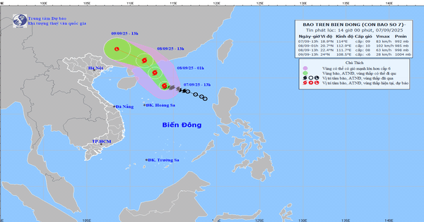 Bão số 7 có thể giật cực đại cấp 13, sóng biển cao 5 mét