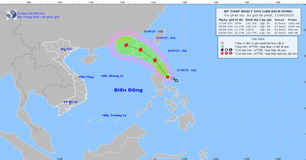 Áp thấp nhiệt đới sẽ mạnh lên thành bão giật cấp 11 trên Biển đông