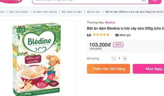 Sản phẩm Blédina gây ung thư có bán tại Con Cưng, Shopee, Lazada