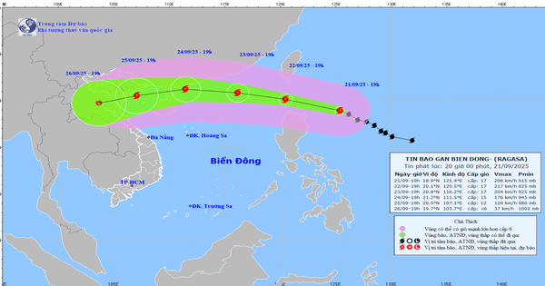 Tối mai bão Ragasa vào Biển Đông, mạnh tương đương bão Yagi