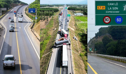 Nguy hiểm rình rập trên cao tốc Cam Lộ - La Sơn: Mặt đường trơn lõm, gia súc đi vào