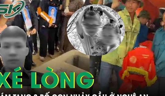 Xót xa đám tang ba bố con nhảy cầu tử vong ở Nghệ An