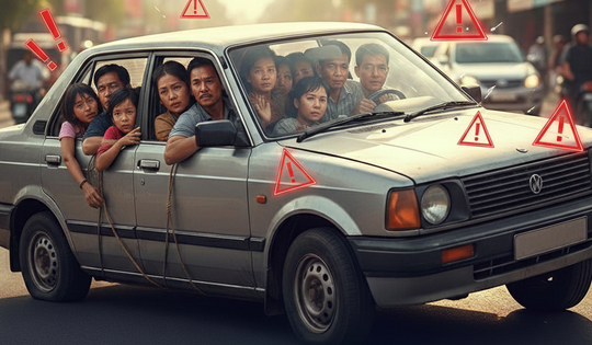 Xe ô tô 4 chỗ chở 5 người có bị phạt không?