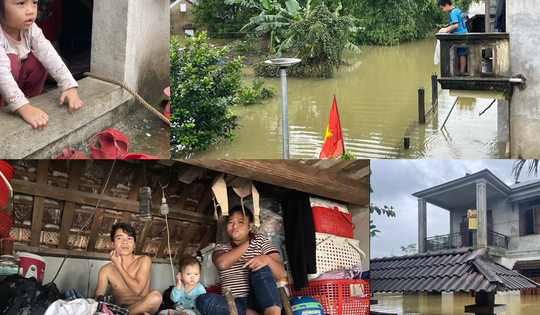 Người dân lên gác mái chật hẹp sinh hoạt chờ lũ rút