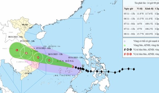 Bão số 13 đang giật cấp 17 gần đặc khu Trường Sa, các địa phương cần khẩn trương ứng phó