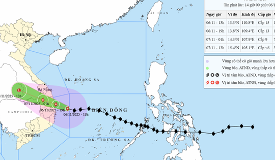 Bão số 13 tăng cấp khi gần bờ, đổ bộ Quảng Ngãi - Gia Lai vào chiều tối nay