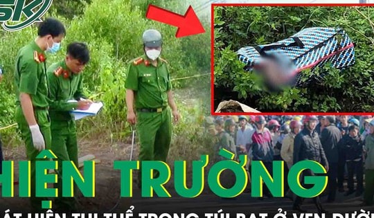 Hiện trường phát hiện thi thể bé trai trong túi bạt ở ven đường tại Ninh Bình