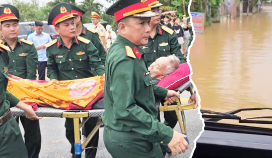 Tiếp cận khu vực bị lũ chia cắt đưa cụ ông nguy kịch đi cấp cứu
