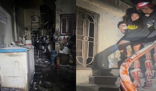Nhà 3 tầng cháy dữ dội trong đêm, 3 người được cứu kịp thời