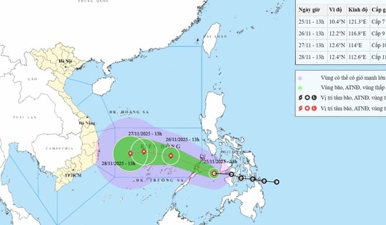 Áp thấp nhiệt đới sẽ mạnh lên thành bão trên Biển Đông vào đêm nay