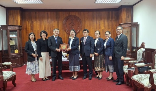 Thứ trưởng Trần Văn Thuấn trao đổi về tình hình hợp tác y tế với Thứ trưởng Bộ Y tế Lào