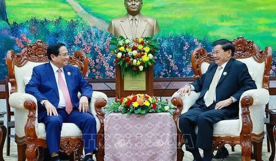 Thủ tướng Phạm Minh Chính hội kiến Tổng Bí thư, Chủ tịch nước Lào