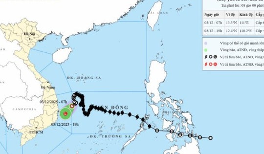 Áp thấp nhiệt đới sẽ suy yếu trên vùng biển tỉnh Đắk Lắk – Khánh Hòa vào chiều tối nay