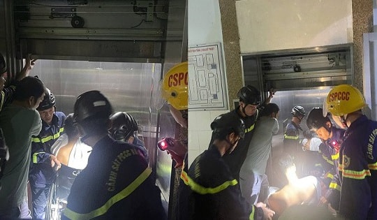 Nửa đêm giải cứu 3 người, gồm nhân viên y tế, mắc kẹt trong thang máy bệnh viện