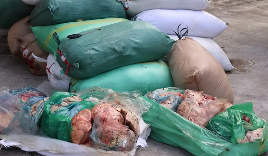 Bắt giữ hơn 2 tấn nội tạng động vật không rõ nguồn gốc đang trên đường đi tiêu thụ