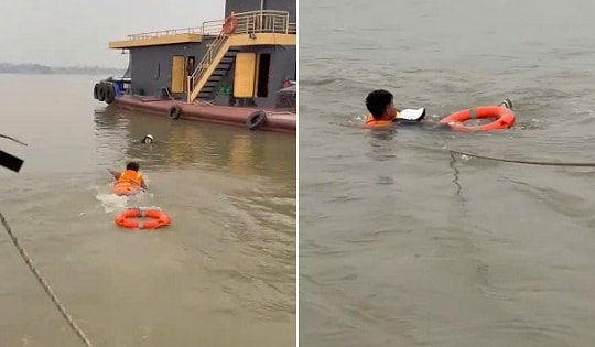 Giải cứu khẩn cấp người nhảy cầu Vĩnh Tuy chiều 3/1