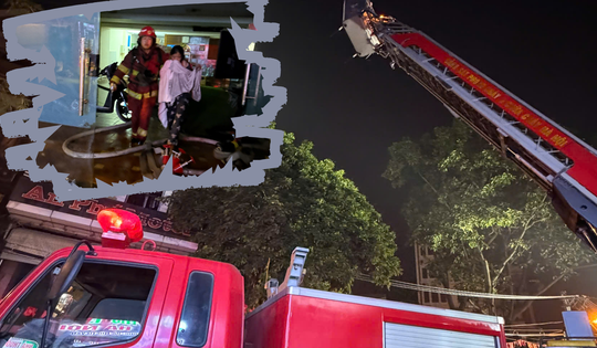 Cháy nhà nghỉ ở Hà Đông lúc rạng sáng, 7 người được cứu an toàn