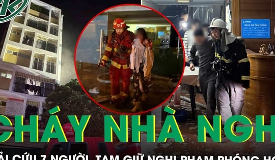 Cháy nhà nghỉ 8 tầng ở Hà Nội, giải cứu 7 người, tạm giữ 1 đối tượng nghi phóng hỏa