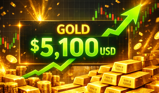 Giá vàng thế giới vượt 5.100 USD, đạt mức cao kỷ lục mọi thời đại