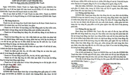 Kết luận thanh tra Quỹ Tín dụng Nhân dân Bắc Trạch