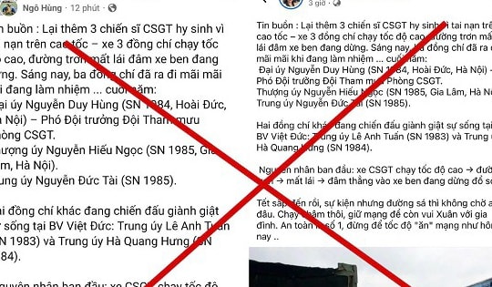 Thông tin '3 chiến sĩ CSGT hy sinh trên cao tốc' là sai sự thật