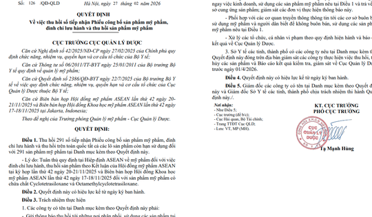 Bộ Y tế đình chỉ lưu hành, thu hồi 291 mỹ phẩm chứa Cyclotetrasiloxane và Octamethylcyclotetrasiloxane