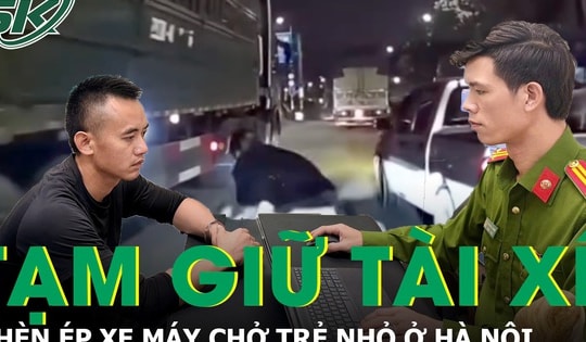 Tạm giữ tài xế xe bán tải chèn ép xe máy chở trẻ nhỏ ở Hà Nội