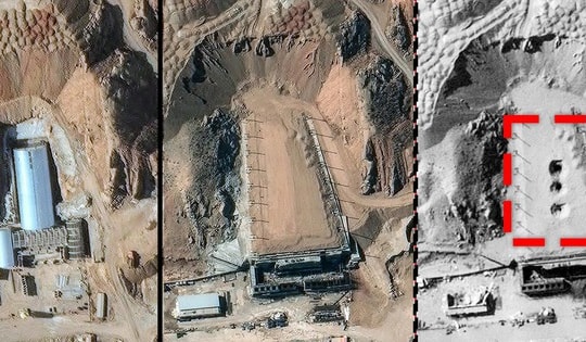 Hình ảnh oanh tạc cơ B-2 Mỹ ném bom xuyên hầm GBU-57 xuống cơ sở hạt nhân của Iran?