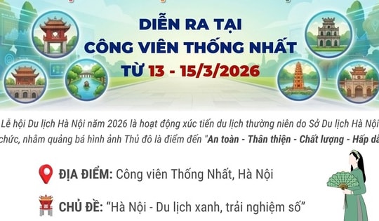 Lễ hội Du lịch Hà Nội 2026 diễn ra tại Công viên Thống Nhất từ 13 - 15/3/2026