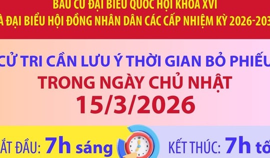 Cử tri cần lưu ý thời gian bỏ phiếu trong ngày Chủ Nhật 15/3/2026