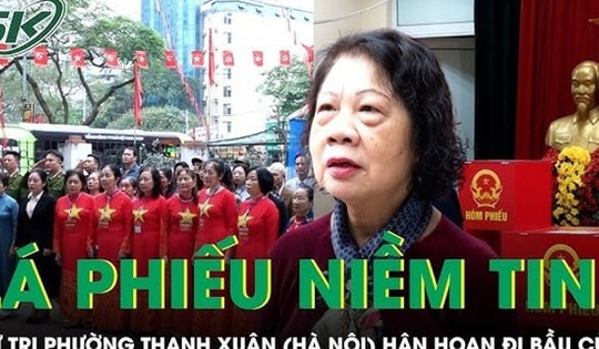 Cử tri phường Thanh Xuân, Hà Nội hân hoan đi bầu cử