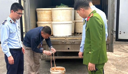 Hãi hùng phát hiện hơn 1 tấn lòng lợn có dấu hiệu phân hủy, bốc mùi hôi thối trong xe tải