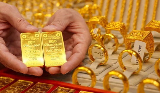 Vàng miếng SJC tiếp tục giảm 1,6 triệu đồng/lượng theo đà thế giới