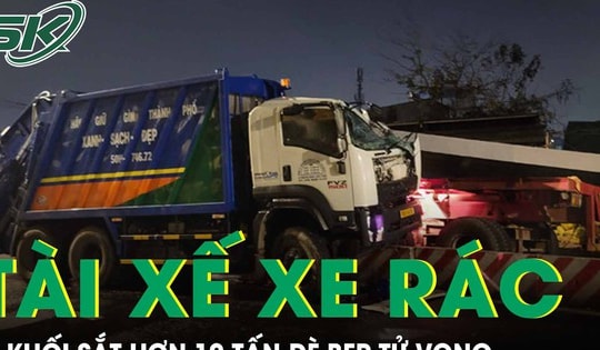 Xe rác bị khối sắt hơn 10 tấn đè bẹp, tài xế tử vong thương tâm