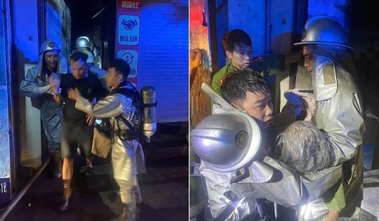 Cháy nhà lúc rạng sáng ở Hà Nội, giải cứu an toàn 2 người mắc kẹt