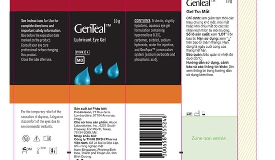 Alcon Pharmaceuticals tại Hà Nội tự thu hồi phiếu công bố tiêu chuẩn Gel tra mắt GenTeal Lubricant Eye Gel