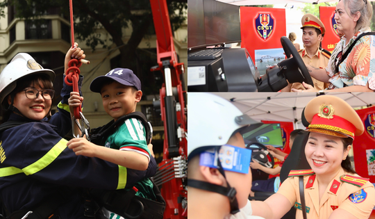 Hà Nội: Người dân trải nghiệm lái xe mô phỏng, thực hành chữa cháy ngay trên phố