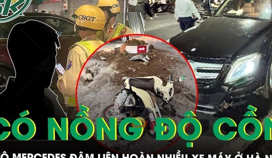 Ô tô Mercedes đâm liên hoàn nhiều xe máy trong khu đô thị Hà Nội, tài xế có nồng độ cồn