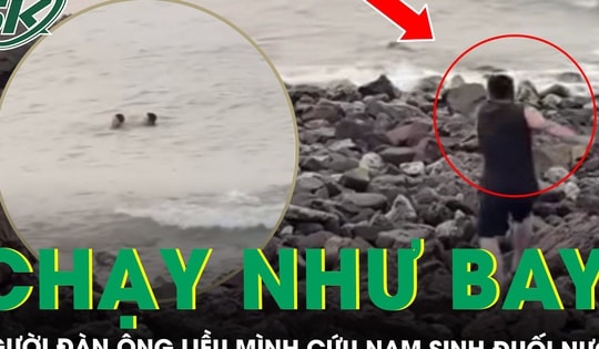 ‘Thót tim’ khoảnh khắc người đàn ông chạy như bay, băng qua đá nhọn cứu nam sinh đuối nước