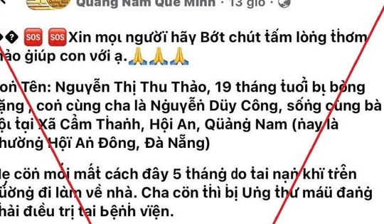 Giả mạo việc con gái 19 tháng tuổi bị bỏng nặng để lừa đảo kêu gọi tiền từ thiện