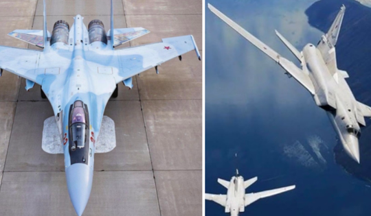 Tiêm kích Su-35 hộ tống 'sát thủ tàu sân bay' Tu-22M3 qua biển Baltic