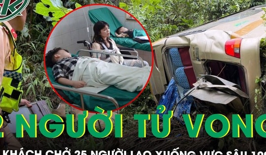 Xe khách chở 25 người lao xuống vực sâu 100m, 2 người tử vong, nhiều người bị thương