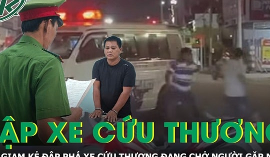 Bắt giam người đàn ông đập phá xe cứu thương đang chở người gặp nạn
